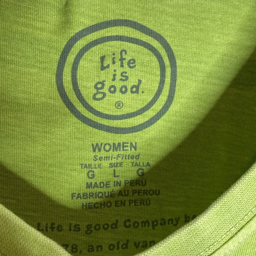 Life Is Good Women's Lime Green V-Neck Tank with Daisy Graphic - Picture 3 of 5